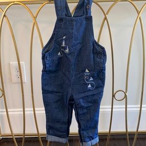 Crown & Ivy Boys overalls with boat embroidery